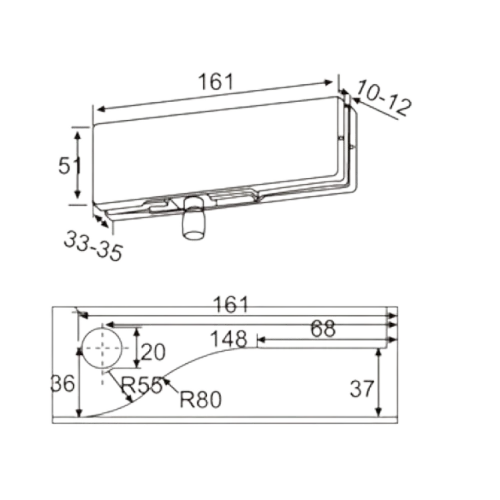 patch fitting for glass